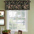 thumbnail image 3 of Black Spring Floral Curtain Valances for Windows, Kitchen Valance Window Treatments Panel 2 Pack, Elegant Pastoral Flowers Birds Retro Art Rod Pocket Short Curtains for Bathroom Bedroom 42 x 18 Inch, 3 of 8