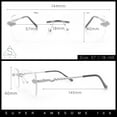 thumbnail image 3 of Rimless Serpent Snake Arm Luxury Clear Lens Rectangle Fashion Glasses Silver, 3 of 8