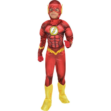 Costumes USA DC Comics: The New 52 The Flash Muscle Costume for Boys, Includes a Padded Jumpsuit and a