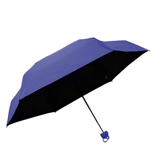 Yuarrent Paraguas de 5 pliegues, miniparaguas de bolsillo a prueba de viento, sombrilla para lluvia y sol, suministros de trabajo de viaje Paraguas de lluvia Azul oscuro Yuarrent HA005385-05