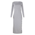 thumbnail image 6 of LYXSSBYX Fall Dresses for Women Long Sleeve Hot Sale Clearance Women Fashion Solid Color Long Sleeve Split Buttons Casual Long Dress, 6 of 9