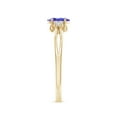 thumbnail image 3 of ANGARA Natural Oval Tanzanite Split Shank Ring with Trio Diamonds in 14K Yellow Gold for Women (Size-6x4mm) | December Birthstone, Anniversary, Jewelry Gift for Women | Natural Tanzanite Ring, 3 of 8