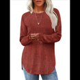 thumbnail image 2 of Camisas de Larga para Mujer, Túnicas, Blusas Holgadas, Elegantes, Cuello Redondo, Suéteres Básicos. Color Caramelo S, 2 of 7
