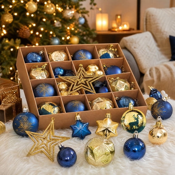 Qndoxp Christmas Ball Ornaments Electroplated Plastic Xmas Tree Hanging Baubles Holiday Decor Balls for Christmas Tree Wreath Mantel Home Party Festival Decoration