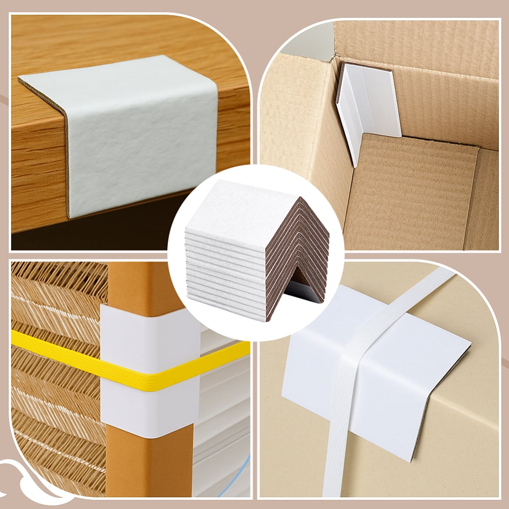 50Pcs Paper Furniture Corner Guards Table Corner Protector Floral White 76x50x50mm