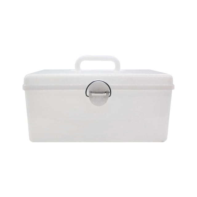 Boîte de Rangement Portable pour Mahjong Grande Capacité avec Serrure (Blanc)