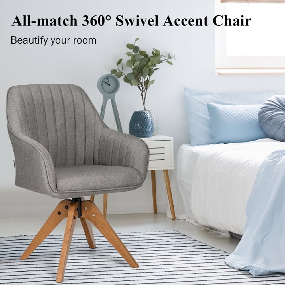 Finihen Modern Accent Chair, Fabric Swivel Accent Chair with Beech Wood Legs, for Bedroom, Living Room, Dining Room, Gray Finihen Modern Accent Chair, Fabric Swivel Accent Chair with Beech Wood Legs, for Bedroom, Living Room, Dining Room, Gray