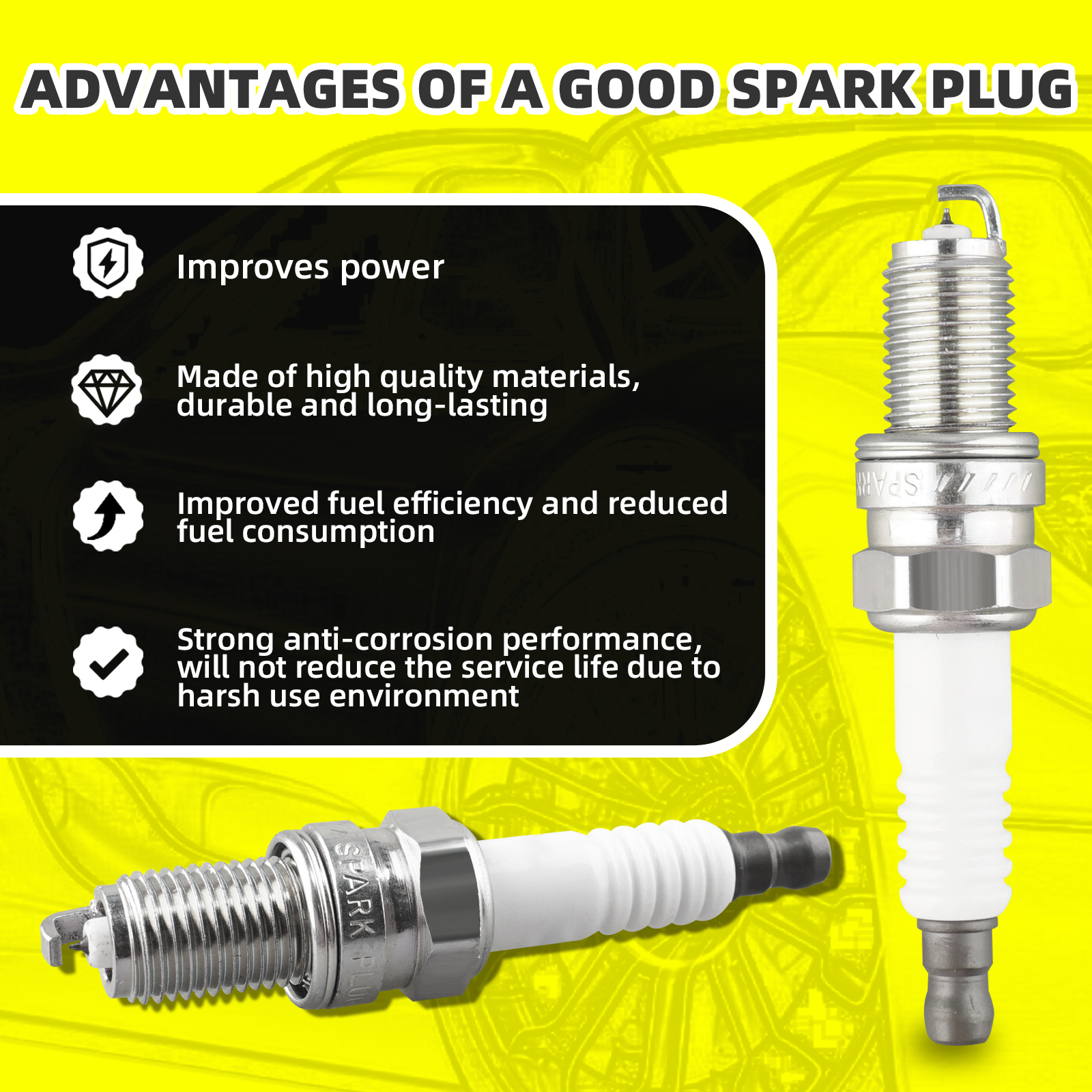 MOAUTO Set of 4 Ignition Coils Pack UF725 96983945 & 4 PCS Iridium Spark Plugs Compatible with Chevrolet 2013 2014 2015 Spark 1.2L L4
