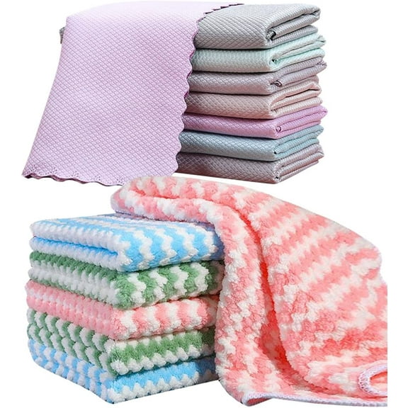 Microfiber Cleaning Cloth,Kitchen Towels Cleaning Cloths Set, 20Pcs Kitchen Cloth Dish Towels, Premium Dishcloths, Reusable, Nonstick Oil Washable Fast Drying