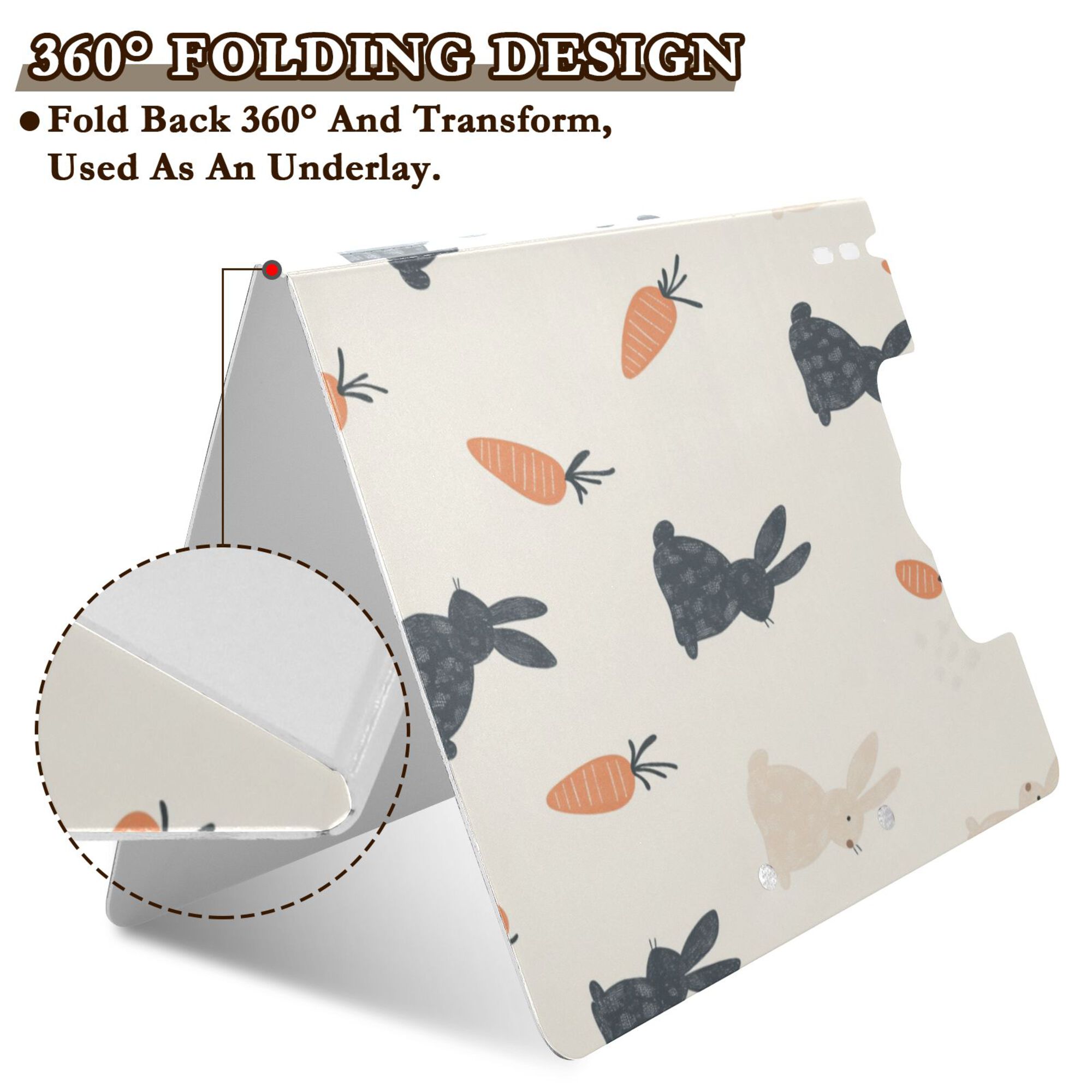 FORMRS A4 Clipboard Folder with Pen Holder Horizontal Foldable School Office Binder, Bunnies and Carrots