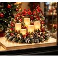 thumbnail image 5 of Holiday Cardinal Table Centerpiece Flameless Candle Christmas Table Decor with Pine Foliage and Red Berry Accents, 5 of 7