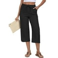 thumbnail image 4 of ABATAB Capris for Women Cotton Linen Casual Summer Comfy Drawstring Elastic Waisted Capris Pants with Pockets, 4 of 6