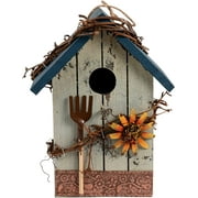 Market Street Gallery Hand-Made Bird House - Hanging Bird House - Bird Houses for Outside Hanging with Jute Rope - Durable and Waterproof Wooden House, Multi (MSG_4235)