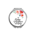 thumbnail image 1 of Happy Valentine Flowers Quote Hand Compact Mirror Round Portable Pocket Glass, 1 of 3