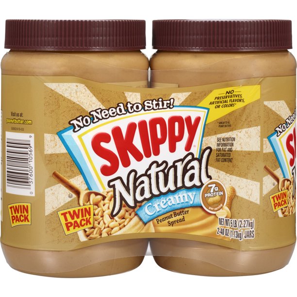 SKIPPY Natural Creamy Peanut Butter Spread Twin Pack