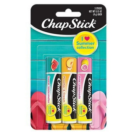 (3 pack) ChapStick I Love Summer Collection Flavored Lip Balm, 1 Blister pack of 3 (Best Treatment For Fever Blisters On Lips)