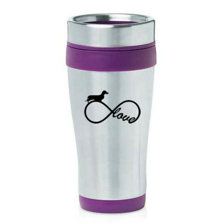 

16oz Insulated Stainless Steel Travel Mug Infinity Love Dachshund (Purple)