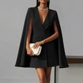 thumbnail image 5 of Sexlip Womens Double Breasted Cape Blazer V Neck Split Sleeve Elegant Business Casual Mini Blazer Dress Fall A Line Outfit Black S, 5 of 6