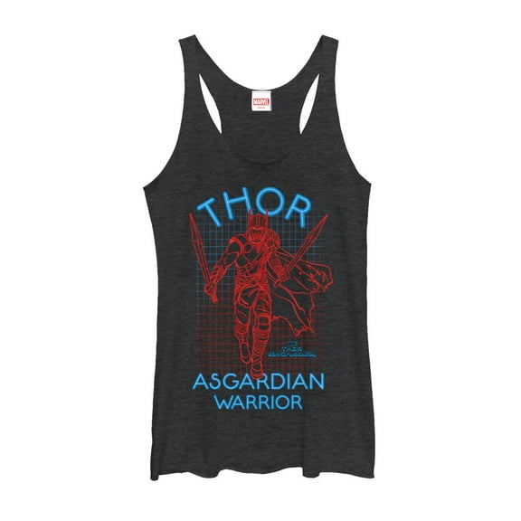 Women's Marvel Thor: Ragnarok 3D Dimension Racerback Tank Top Black Heather Large