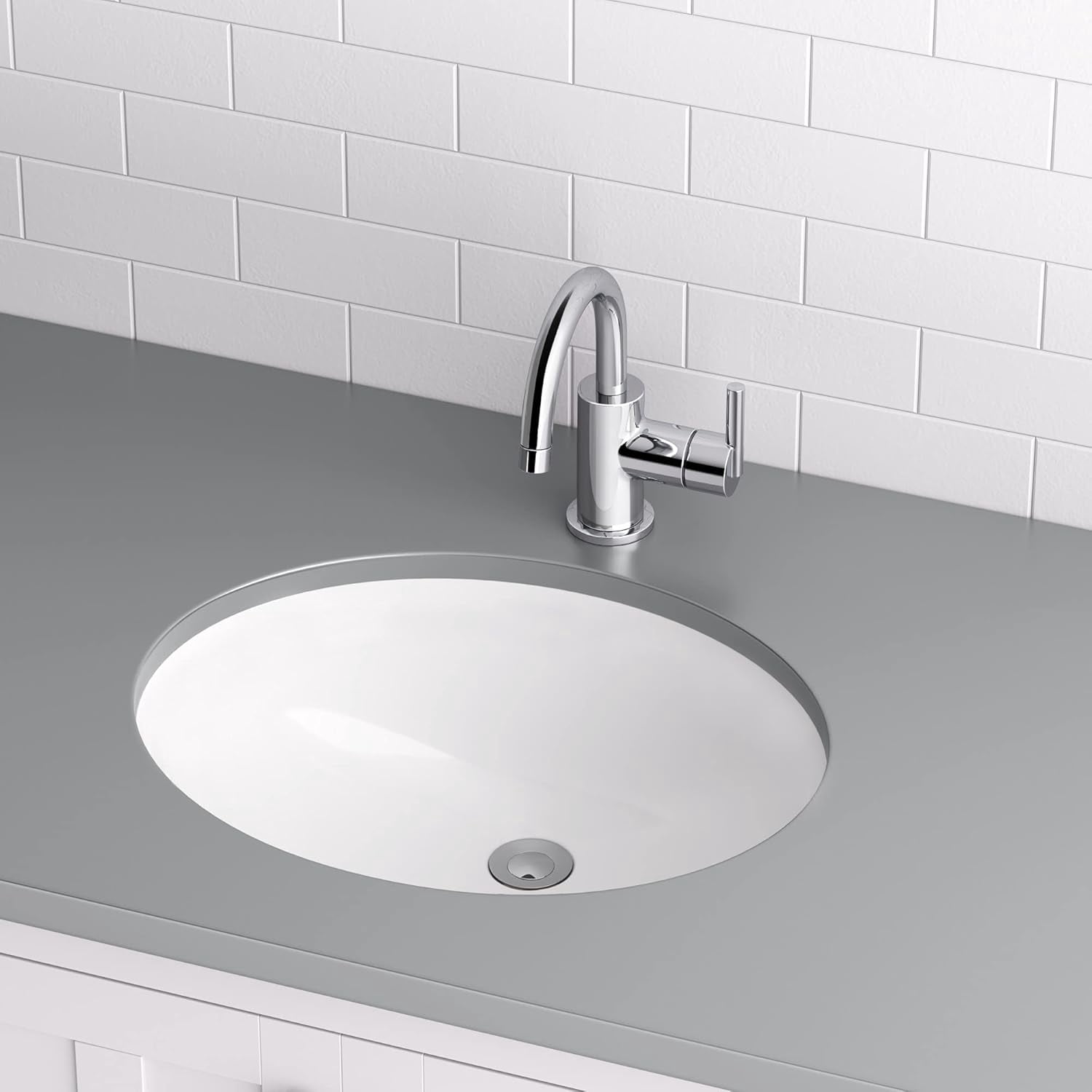 Miseno MNO1714OUBWH 20" Oval Undermount Bathroom Sink - White