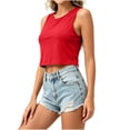 thumbnail image 5 of Babysbule Women's Sleeveless Crew Neck Muscle Crop Tank Top, Regular Fit Casual Summer Knit Blouse, 5 of 6