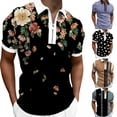 thumbnail image 5 of Hfolob Men's Polo Shirt Male Summer Floral Print Shirt Turn Down Collar Short Sleeve Tops Shirt Classic, 5 of 5