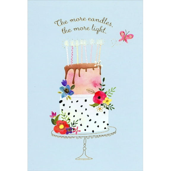 Pictura More Candles, More Light : Cake on Light Blue Birthday Card