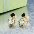 thumbnail image 2 of Gem Stone King 14K Yellow Gold Green Prasiolite and Black Onyx Earrings for Women (2.04 Cttw, Gemstone, Round Cut 6MM and 4MM), 2 of 3