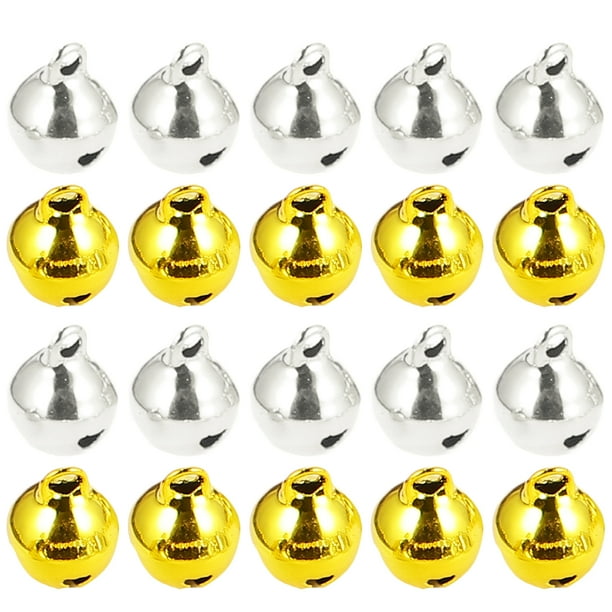 200Piezas Jingle Bells Llavero Colgante Campanas Artesanías Campanas para mascotas DIY Árbol Colgante (10 mm, dorado, plateado para cada 100 piezas)