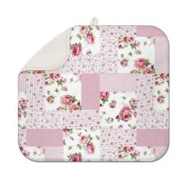 Pioneer Flower Floral Print Pattern Dish Drying Mat for Kitchen 1 Pack, Ultra Absorbent Microfiber Dishes Drainer Mats,16"x18"