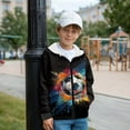 thumbnail image 3 of FKELYI Splatter Soccer Print Kids Hoodies with Full Zipper Cosy Sweatshirt Jacket with Pockets Fleece Hooded Top Streetwear for School Home, XL, 3 of 6