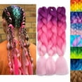 thumbnail image 3 of Benehair 5Packs Jumbo Braiding Hair Extensions Real Afro Box Braids Crochet Twist Braid Ponytail 24" Dark Purple to Hot Pink to Pink, 3 of 8