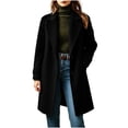 thumbnail image 5 of Staron Winter Coats for Women Wool Blend Pea Coat Collared Long Sleeve Button Down Casual Loose Fall Jacket Black XXL, 5 of 7