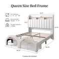 thumbnail image 2 of SIBEDS Bed Frame with Storage Drawers and Galaxy Star Projector PU Upholstered White Headboard, Queen, 2 of 9