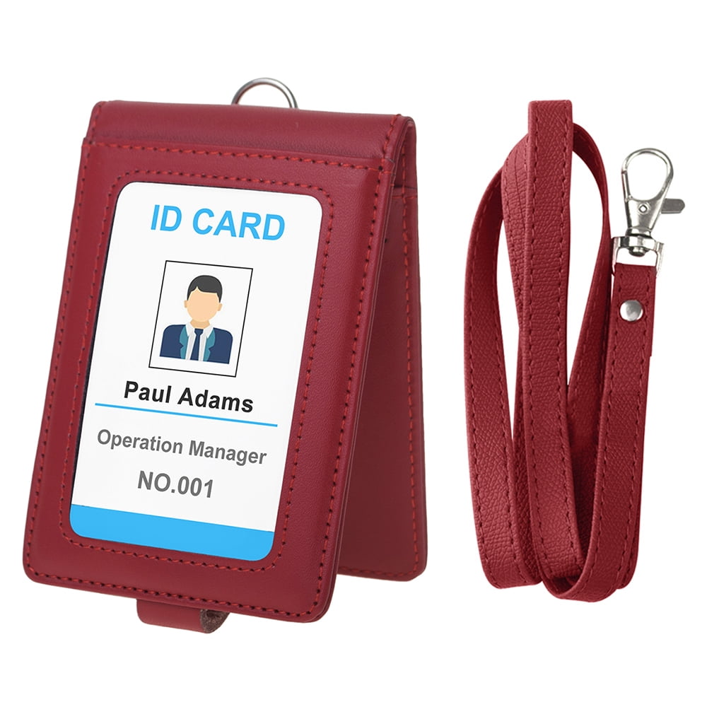 GOGO 2-Sided Folding ID Windows Badge Holder Card Case PU Leather ...