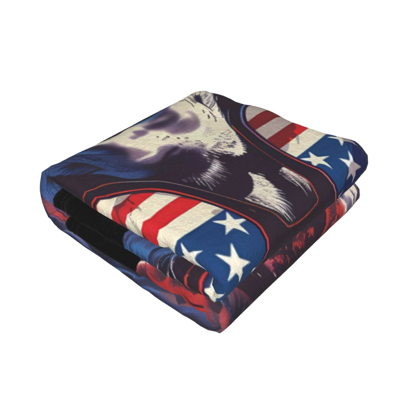 Throw Blanket for Couch - Patriotic Dog American Flag Soft Comfy Lightweight Cozy Warm Throw Blanket, Fuzzy Plush Flannel Blanket & Throws for Sofa and Bed All Season