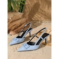 thumbnail image 2 of On feet & in love Women's Pointed Toe Geometric Buckle Slingback Heels - Dual Strap Stiletto Dress Pumps with Adjustable Ankle Strap,Blue,9.5, 2 of 6