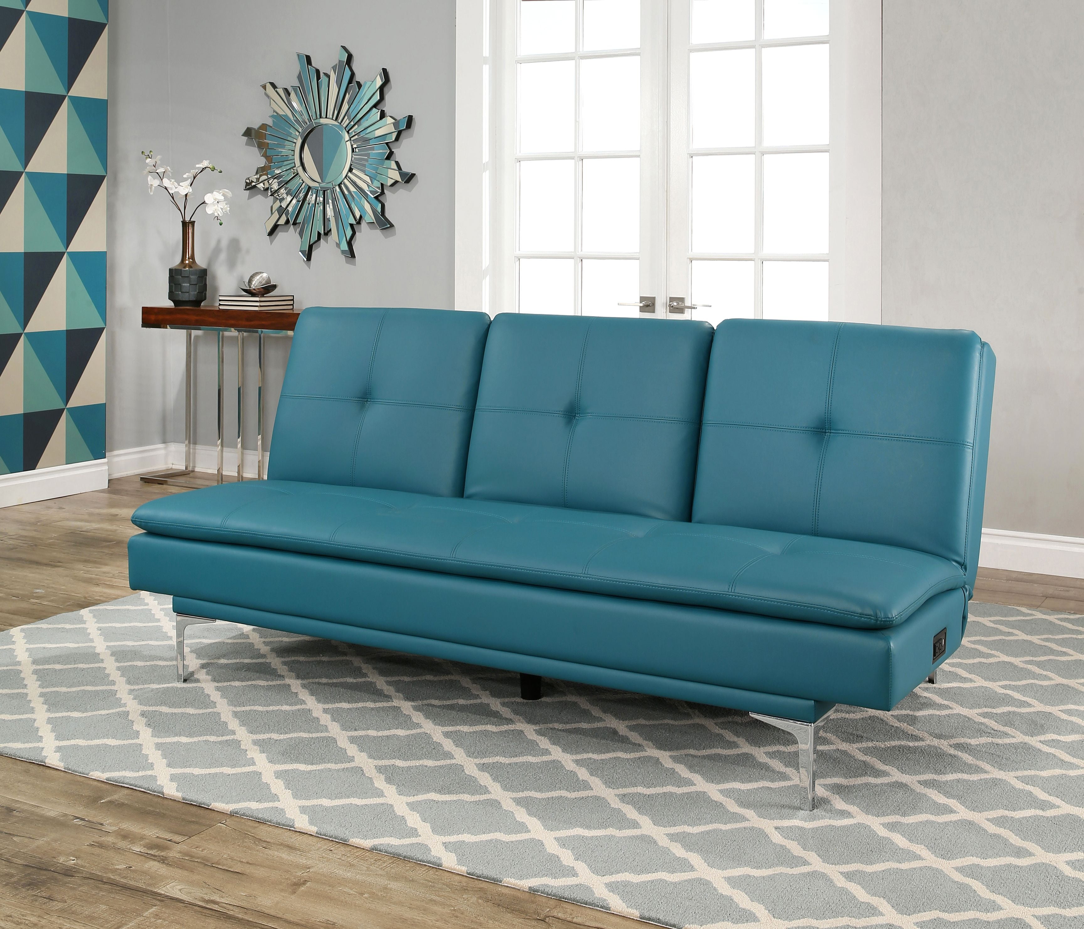 Devon Claire Kirby Bonded Leather, Turquoise Leather Couch