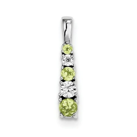 010 Diamond Finish Sterling Silver Polished Prong set Open back Peridot and Diamond Pendant - .010 dwt .44 cwt ()