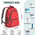 thumbnail image 5 of Red Butterfly Heart Flower Pattern Cute School Backpack Bag with Padded Back and Adjustable Shoulder Straps 16.9 X 12.6 X 5.9 Inches, 5 of 5