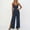 A521 Navy, variant on Xdegoge High Waisted Jumpsuits for Women Smocked Waist Ruched V Neck Spaghetti Strap Wide Leg Pants Flowy One Piece Rompers Summer Sleeveless Outfits with Side Slits