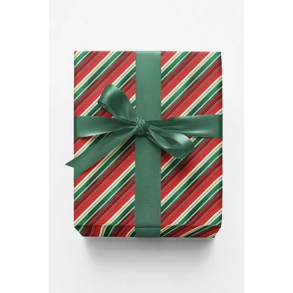 London Penny Premium Wrapping Paper - Candy Cane Tartan