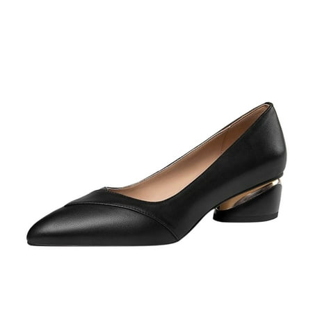 

Women Walking Shoes Fashion Autumn Women Casual Shoes Low Heel Thick Heel Pointed Toe Solid Color Simple Style casual shoes for Women PU Black