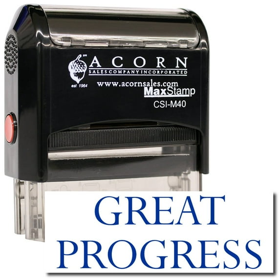 Large Self-Inking Great Progress Stamp with Blue Ink