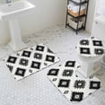 thumbnail image 2 of Bohemian Black Bathroom Rugs Set Gray Aztec Ethnic Style Geometric Country Non Slip Absorbent Soft Bath Mats 3 Piece Set with Bathroom Rug, U-Shaped Floor Mat, Toilet Seat Cover Large Size, 2 of 9