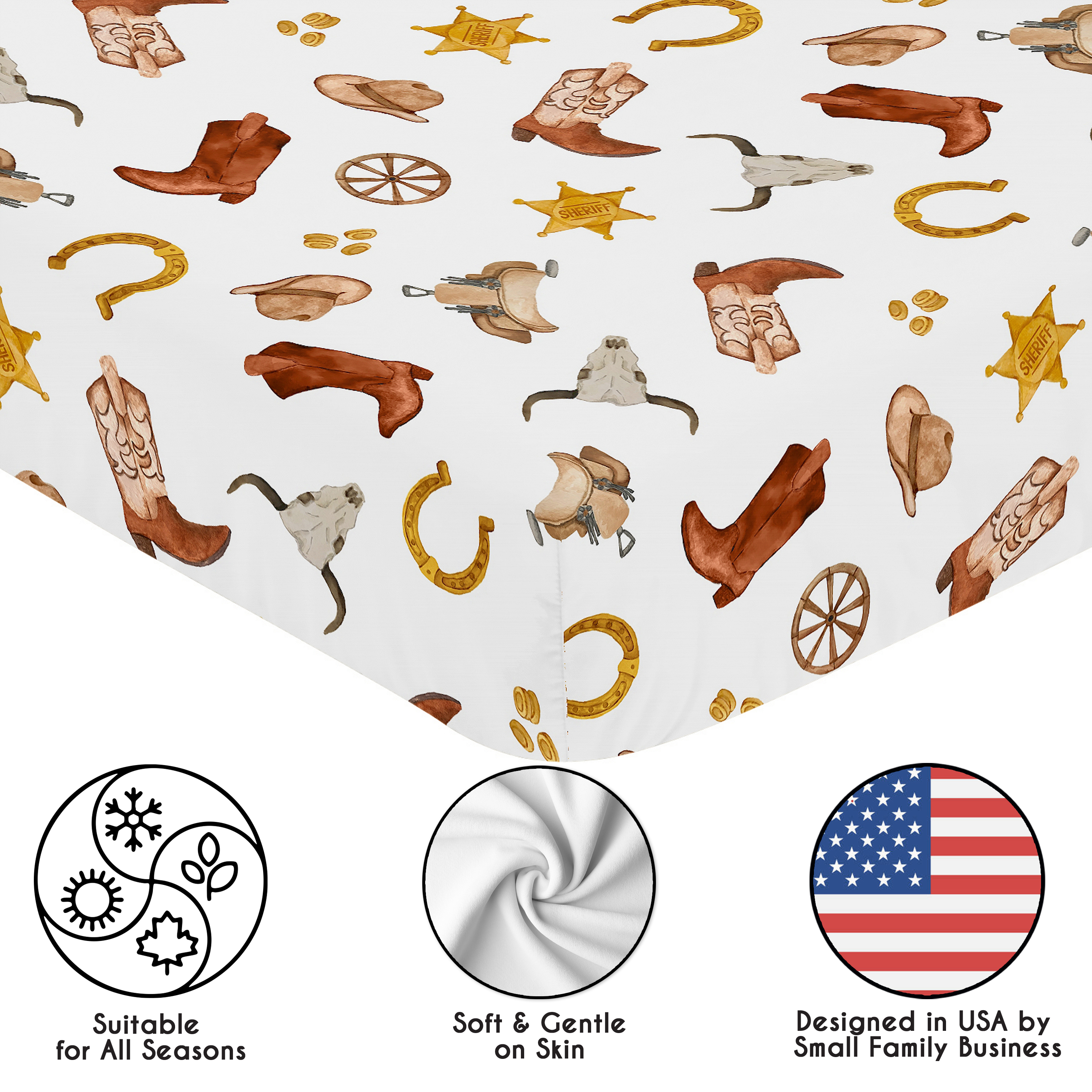 Sweet Jojo Designs Wild West Cowboy Boy Fitted Crib Sheet - Lone Star Print