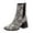 Grey, variant on Bmisegm Women's Fashion Colorblock Leather Face Square Toe High Heel Elastic Mid Boots Shoes Boots for Women Wine 6.5