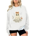 thumbnail image 1 of Chandail en Molleton Imprimé Fantôme pour Femmes Chandail Léger et Chaud Blouses Col Rond Manches Longues Ultra Doux Texturé Tenues de Printemps 2025 Chandail Automne Hiver Vêtements, 1 of 4