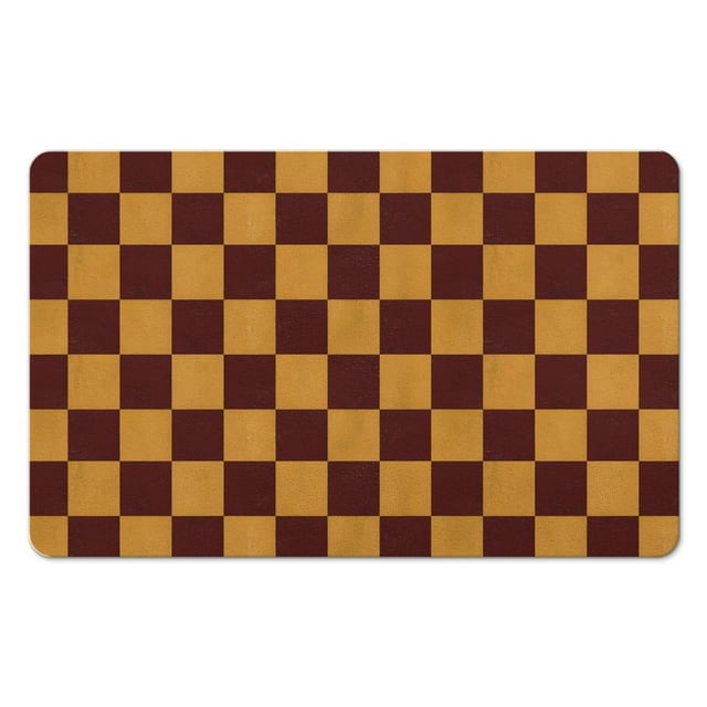 Stylish 20x32in Checkered Rug Runner | Soft Microfiber, Long Bathroom Mat | Water Absorbent, Non-Slip | Ideal Large Bath Mat