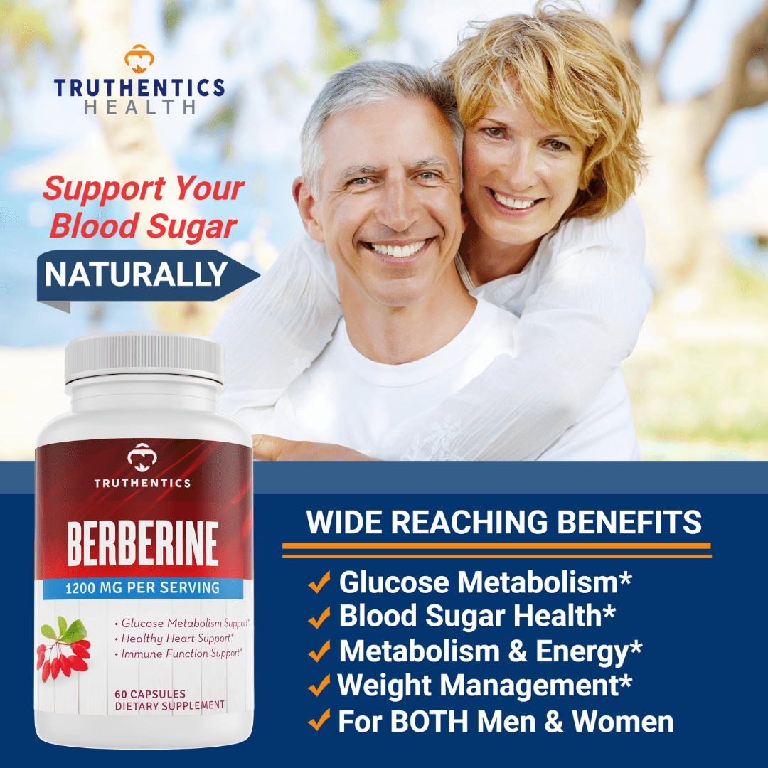 Truthentics Berberine HCL Supplement, 1200 mg, Gluten-Free, Vegan, 60 Capsules